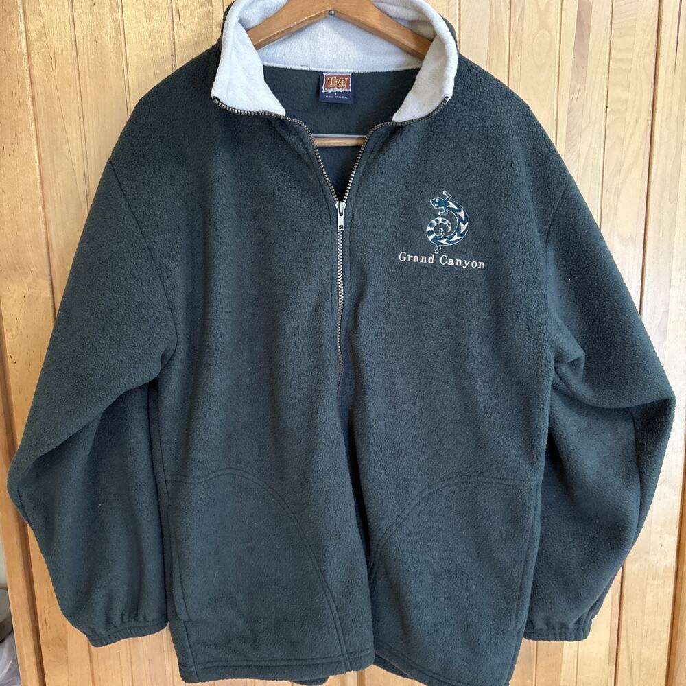 Vintage TIPSY Grand Canyon Fleece Jacket Large Green Full Zip Made in USA